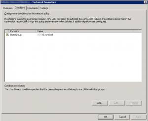 Network Policy - Conditions Tab